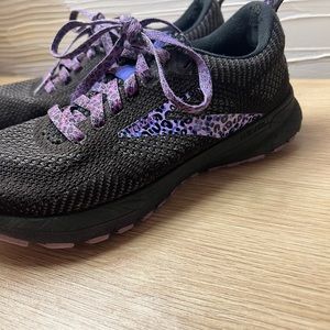Brooks Revel 5 Black Purple Ebony Leopard Athletic Running Sneakers Size 6
